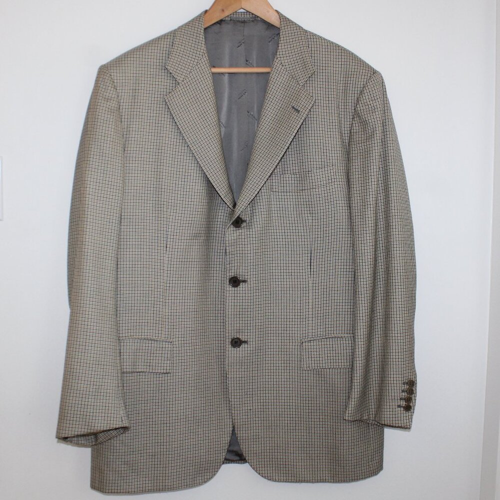 KITON plaid 100% Cashmere Lined 3-button sport coat